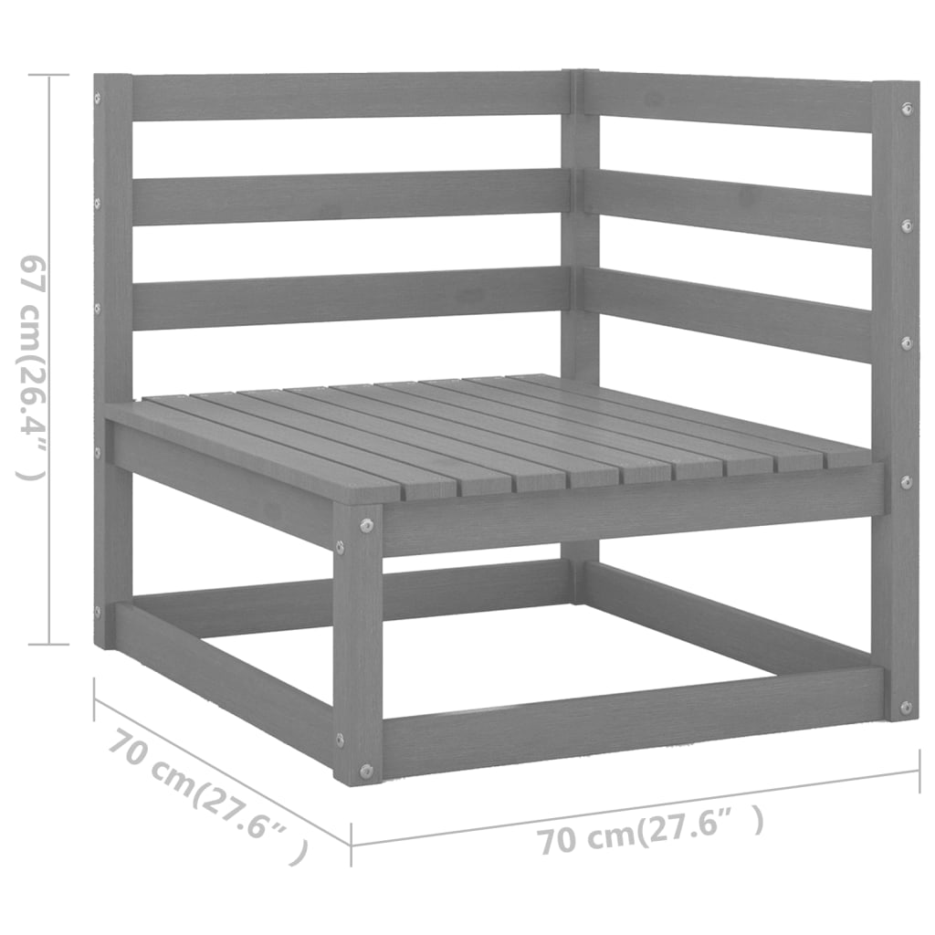 Gartensofa 2-Sitzer mit Kissen Grau Kiefer Massivholz