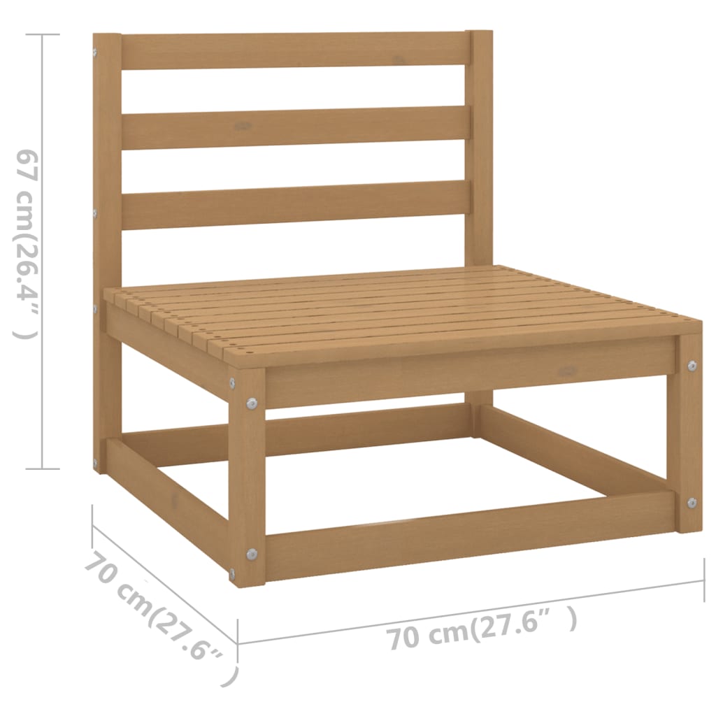 Garten-Mittelsofas mit Creme Kissen 2 Stk. Massivholz Kiefer