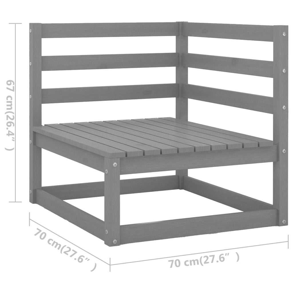 2-tlg. Garten-Lounge-Set mit Kissen Grau Kiefer Massivholz