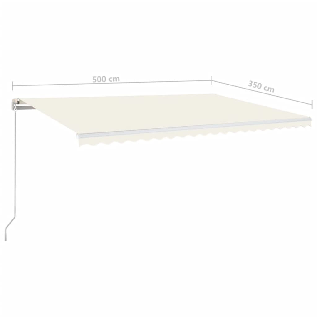 Markise Manuell Einziehbar mit LED 500x350 cm Creme