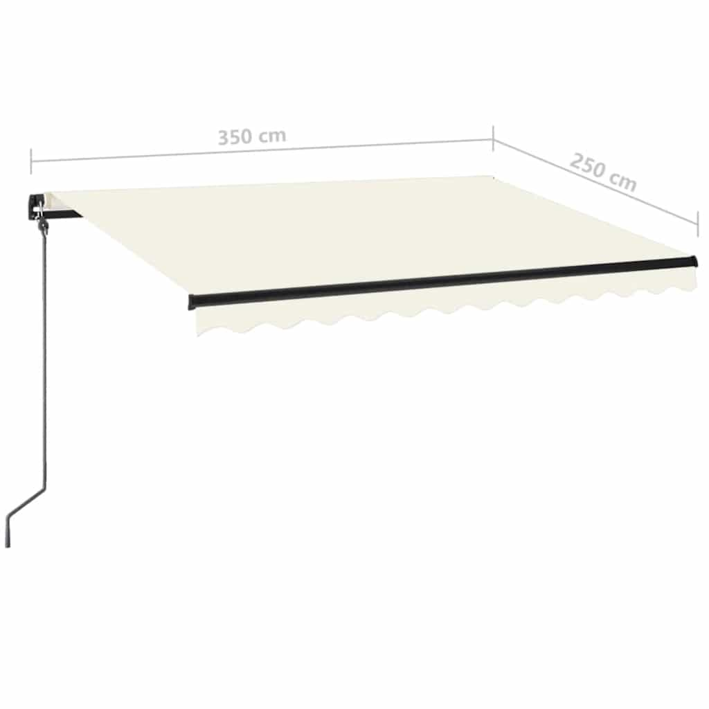 Markise Manuell Einziehbar mit LED 350x250 cm Creme