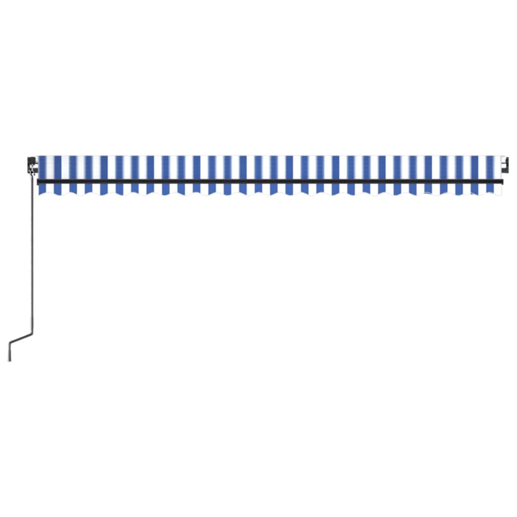 Markise Manuell Einziehbar mit LED 500x300 cm Blau und Weiß