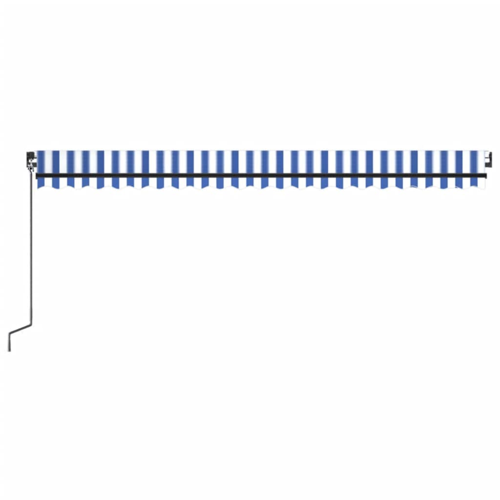 Markise Manuell Einziehbar mit LED 500x350 cm Blau und Weiß