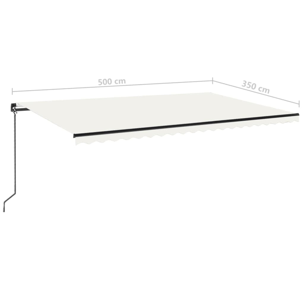 Markise Manuell Einziehbar mit LED 500x350 cm Creme