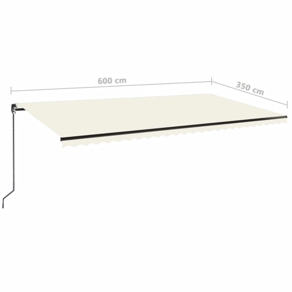 Markise Manuell Einziehbar mit LED 600x350 cm Creme