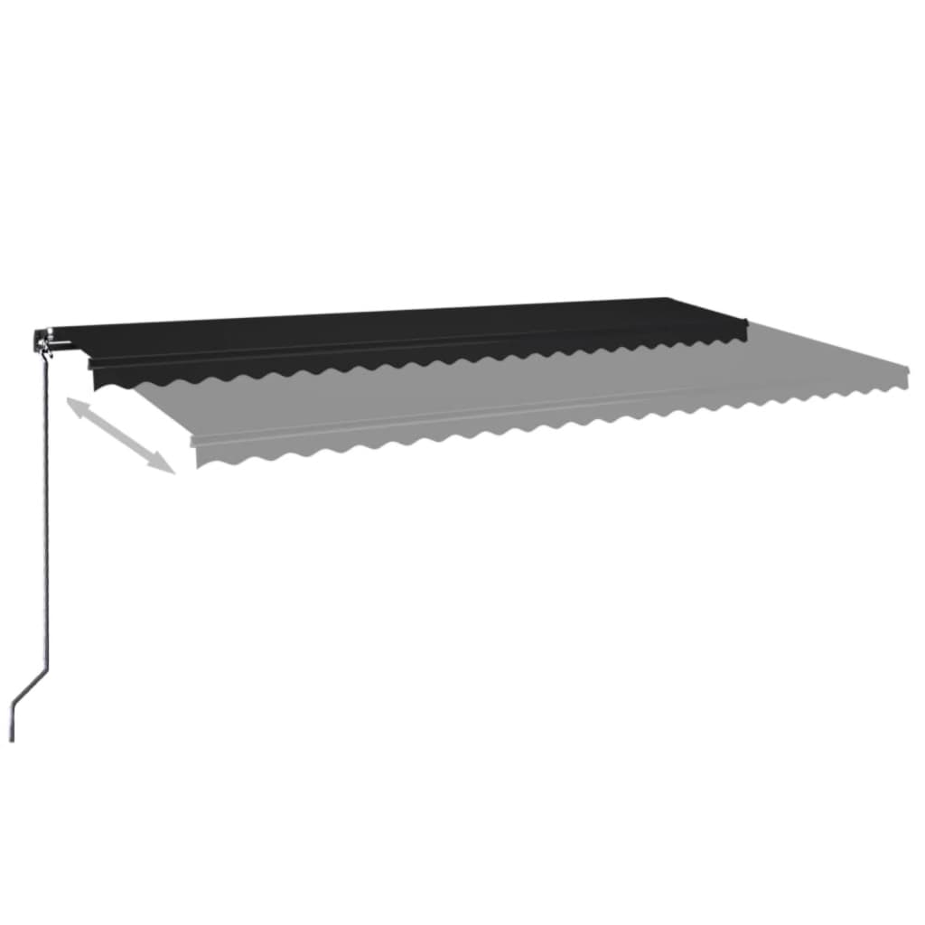 Markise Manuell Einziehbar mit LED 600x350 cm Anthrazit