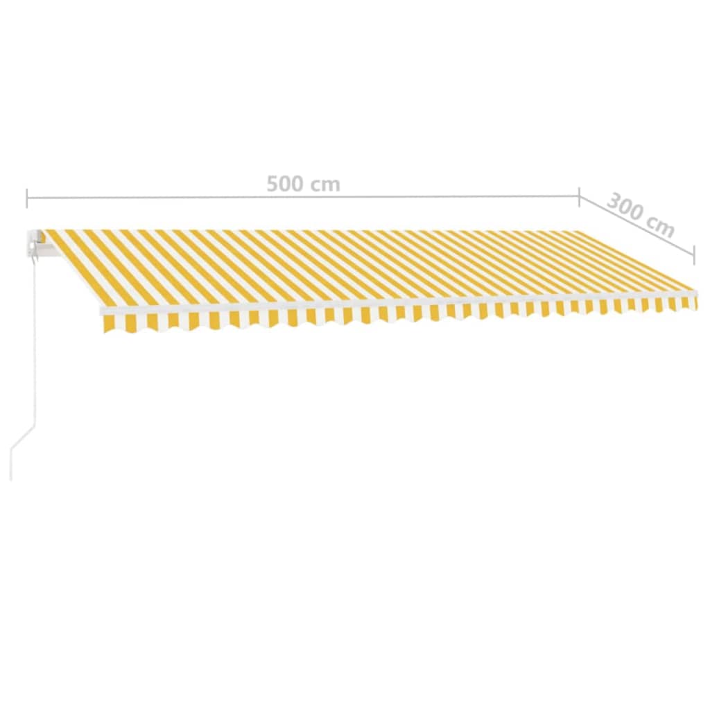 Markise Manuell Einziehbar mit LED 500x300 cm Gelb Weiß