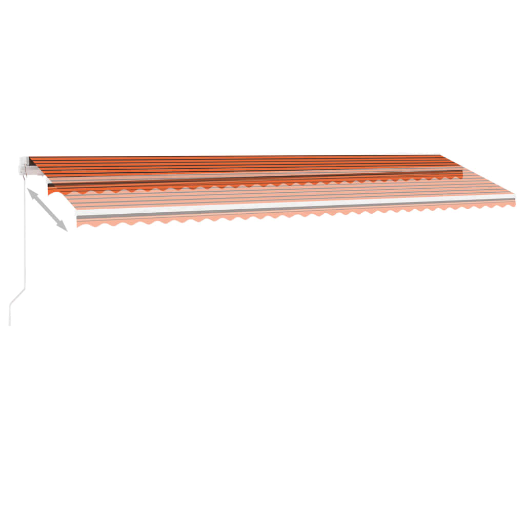 Markise Manuell Einziehbar mit LED 600x300 cm Orange Braun