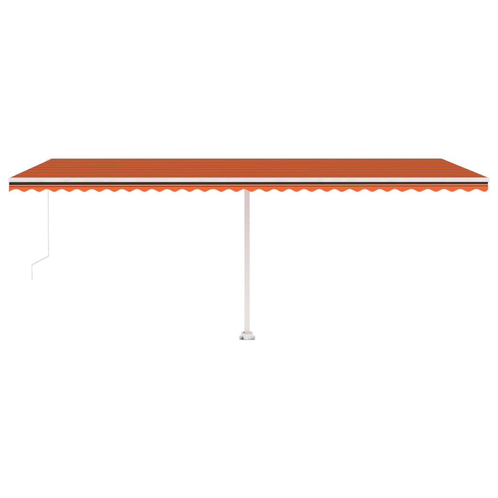 Markise Manuell Einziehbar mit LED 600x300 cm Orange Braun