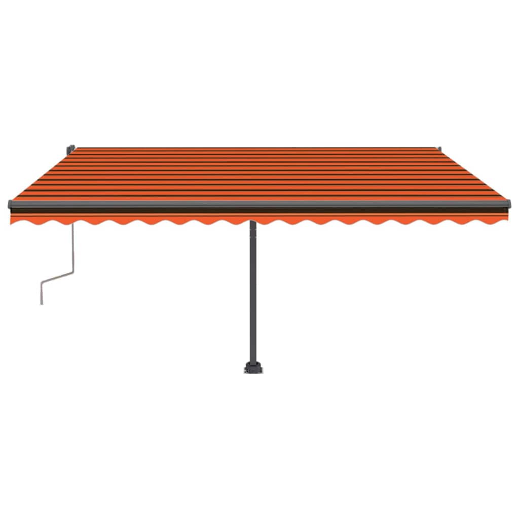 Markise Manuell Einziehbar mit LED 400x300 cm Orange und Braun