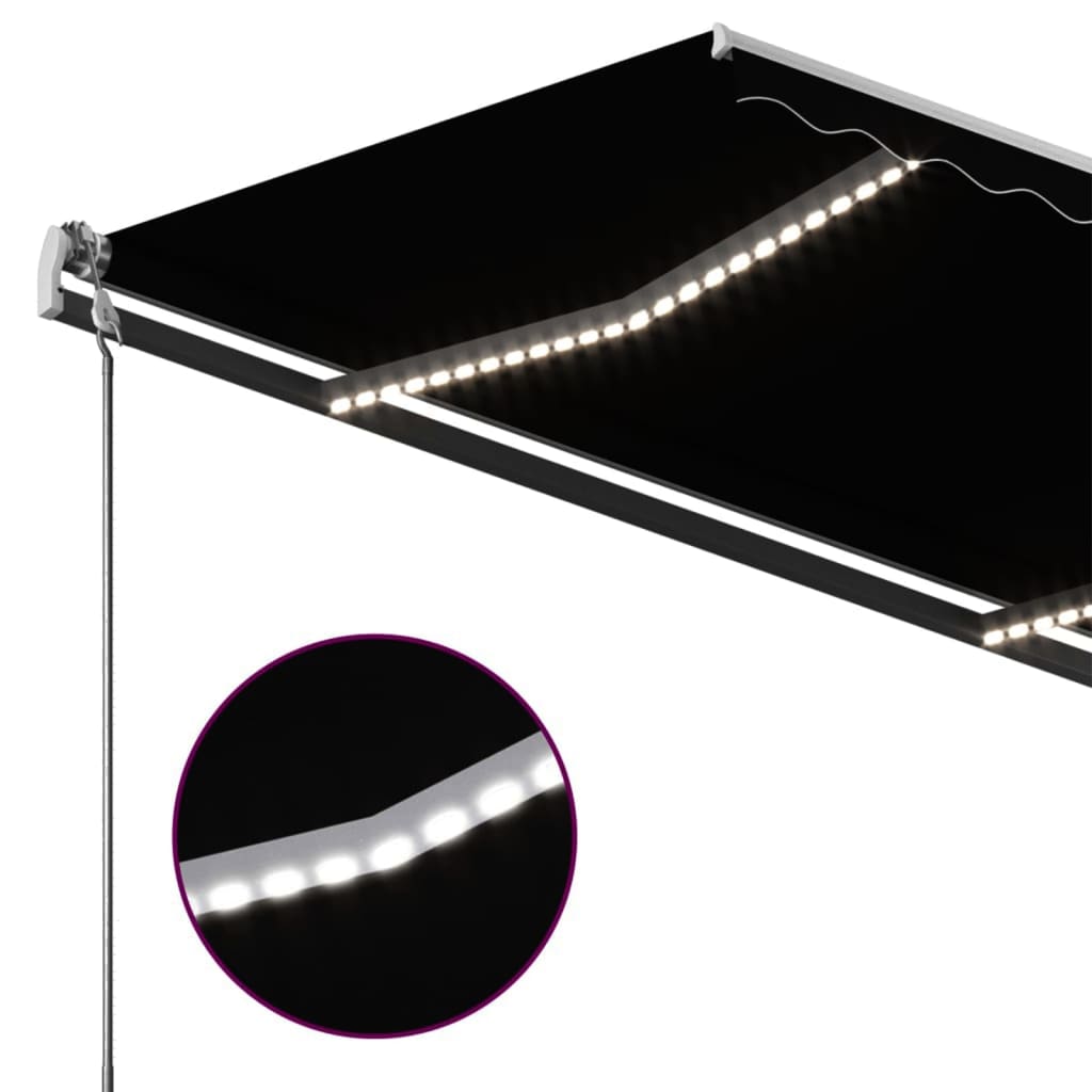 Markise Manuell Einziehbar mit LED 450x350 cm Anthrazit