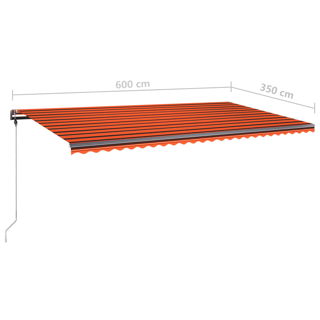 Markise Manuell Einziehbar mit LED 600x350 cm Orange Braun