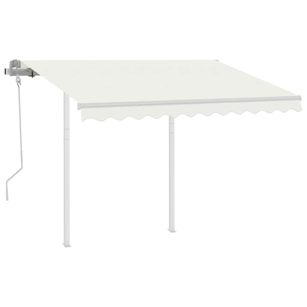 Markise Manuell Einziehbar mit Pfosten 3x2,5 m Creme