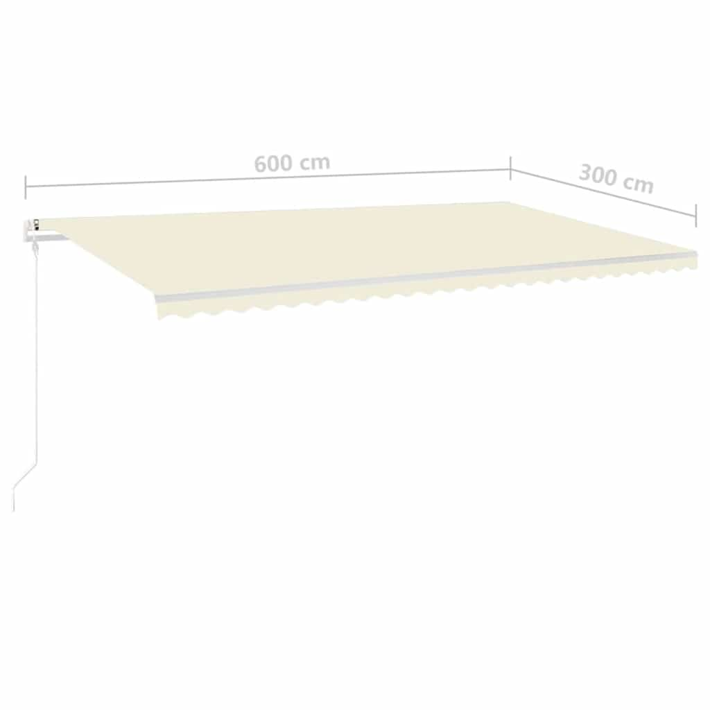 Markise Manuell Einziehbar mit Pfosten 6x3 m Creme