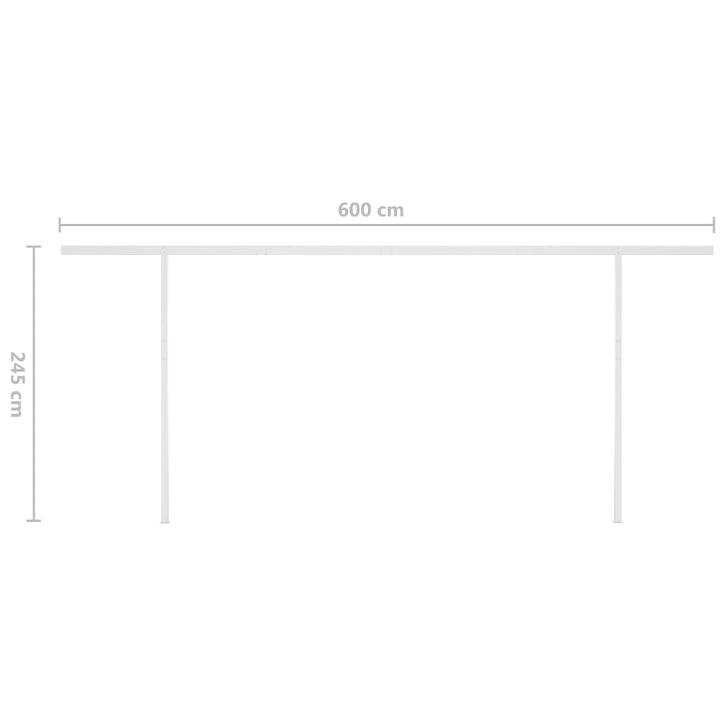 Markise Manuell Einziehbar mit LED 6x3 m Creme