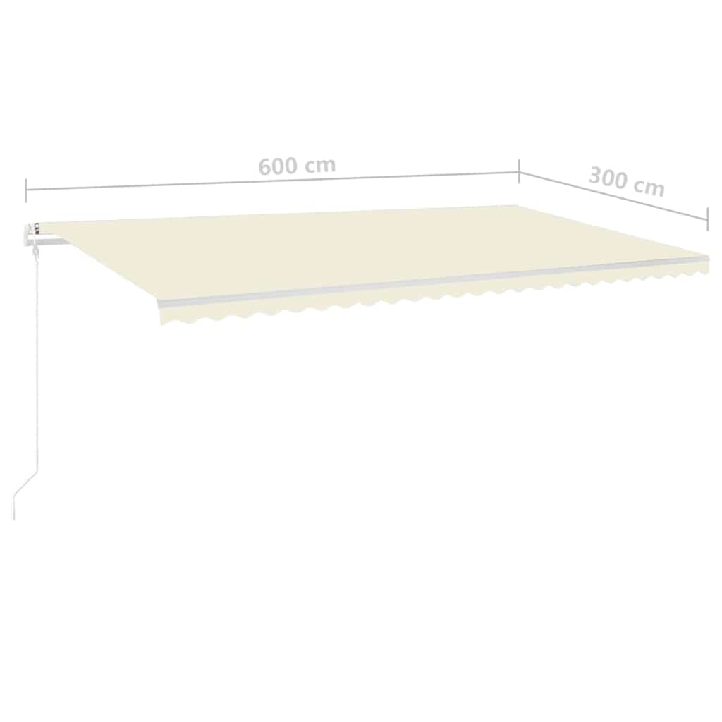 Markise Manuell Einziehbar mit LED 6x3 m Creme