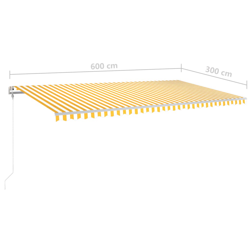 Markise Manuell Einziehbar mit LED 6x3 m Gelb und Weiß