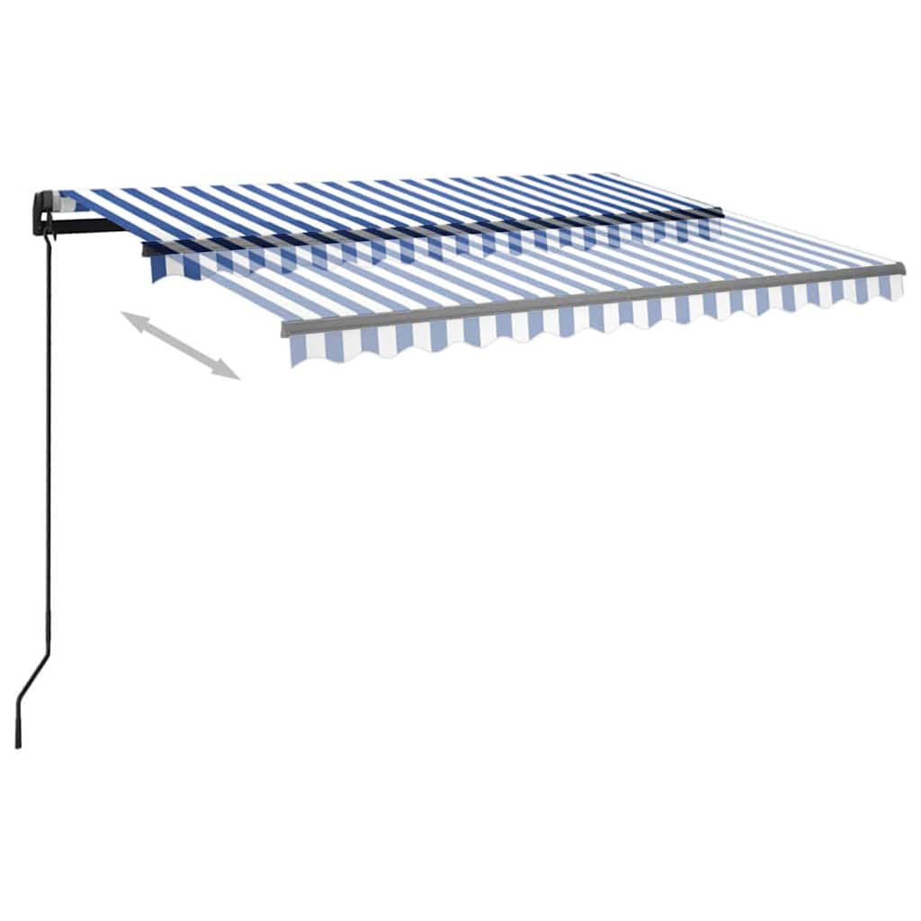 Markise Manuell Einziehbar mit LED 3x2,5 m Blau und Weiß