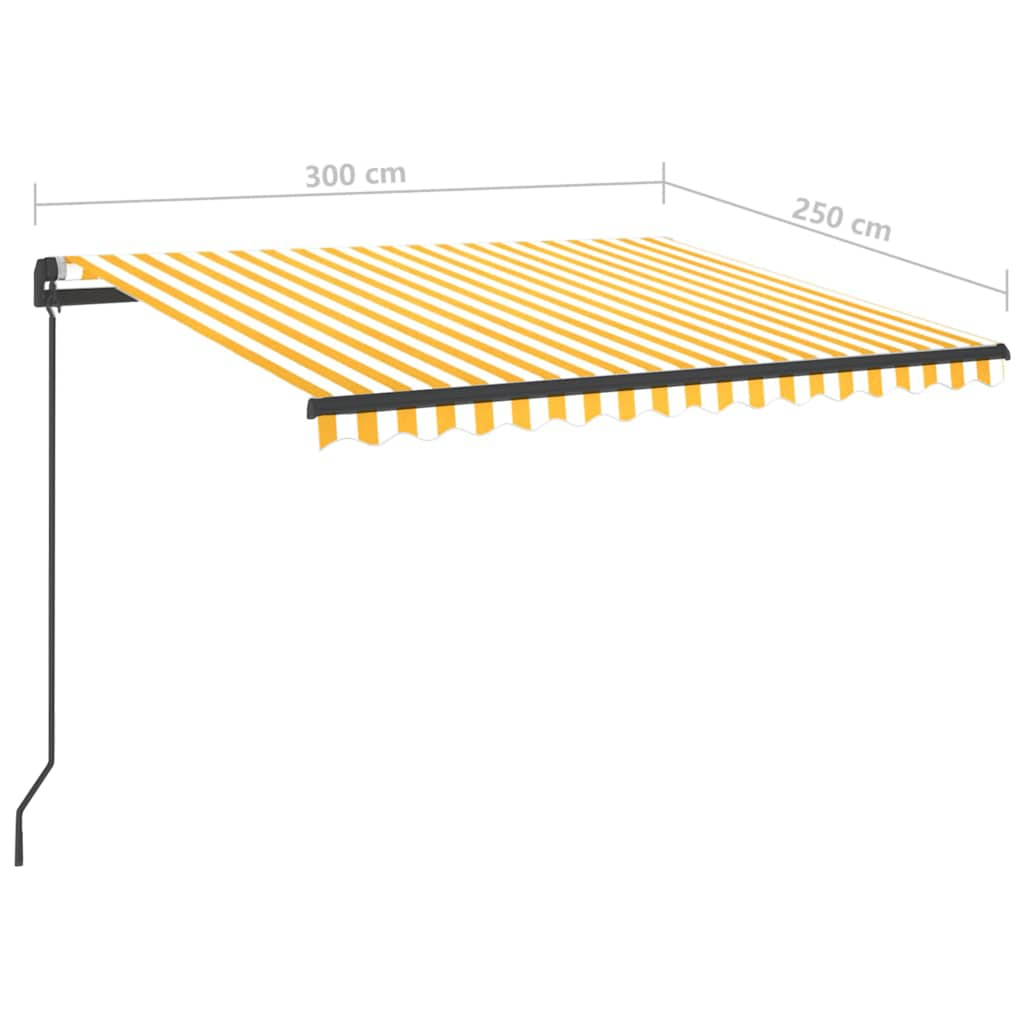 Markise Manuell Einziehbar mit LED 3x2,5 m Gelb und Weiß