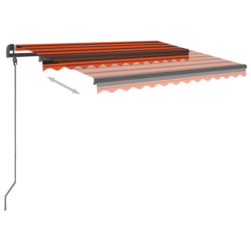 Markise Manuell Einziehbar mit LED 3x2,5 m Orange und Braun