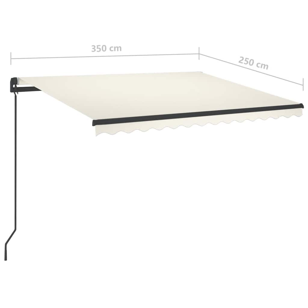 Markise Manuell Einziehbar mit LED 3,5x2,5 m Creme