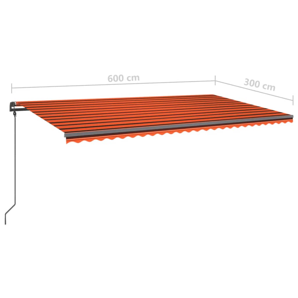 Markise Manuell Einziehbar mit Pfosten 6x3 m Orange Braun