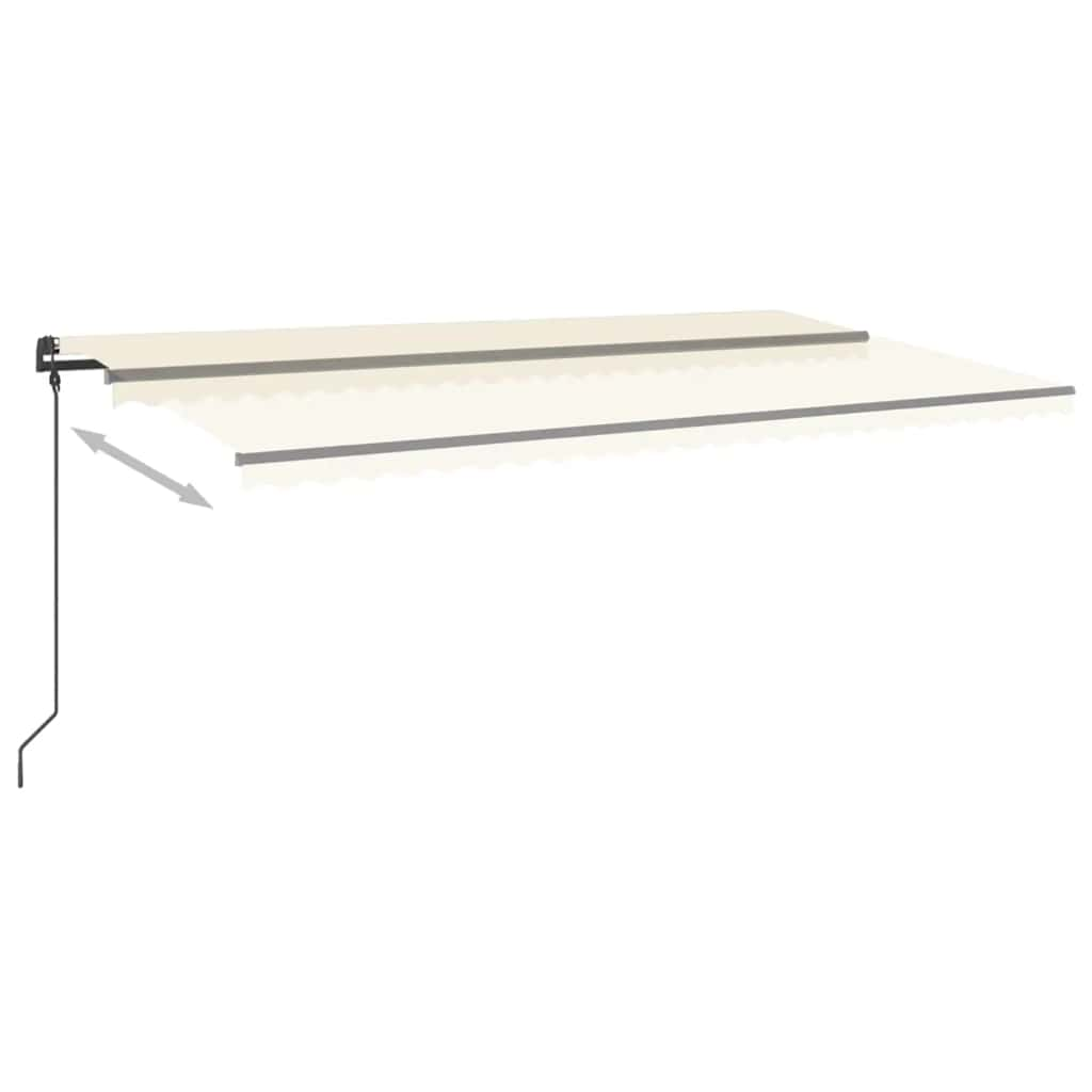 Markise Manuell Einziehbar mit LED 6x3 m Creme