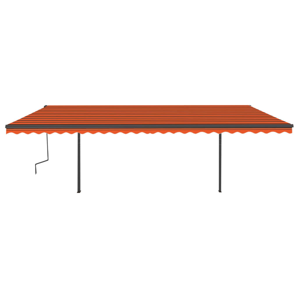 Markise Manuell Einziehbar mit LED 6x3 m Orange und Braun