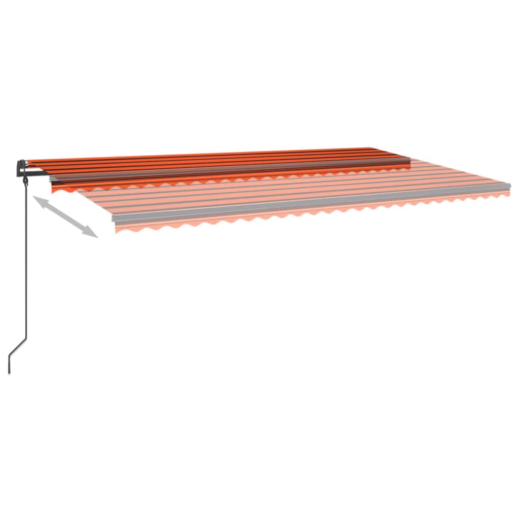 Markise Manuell Einziehbar mit Pfosten 6x3,5 m Orange Braun