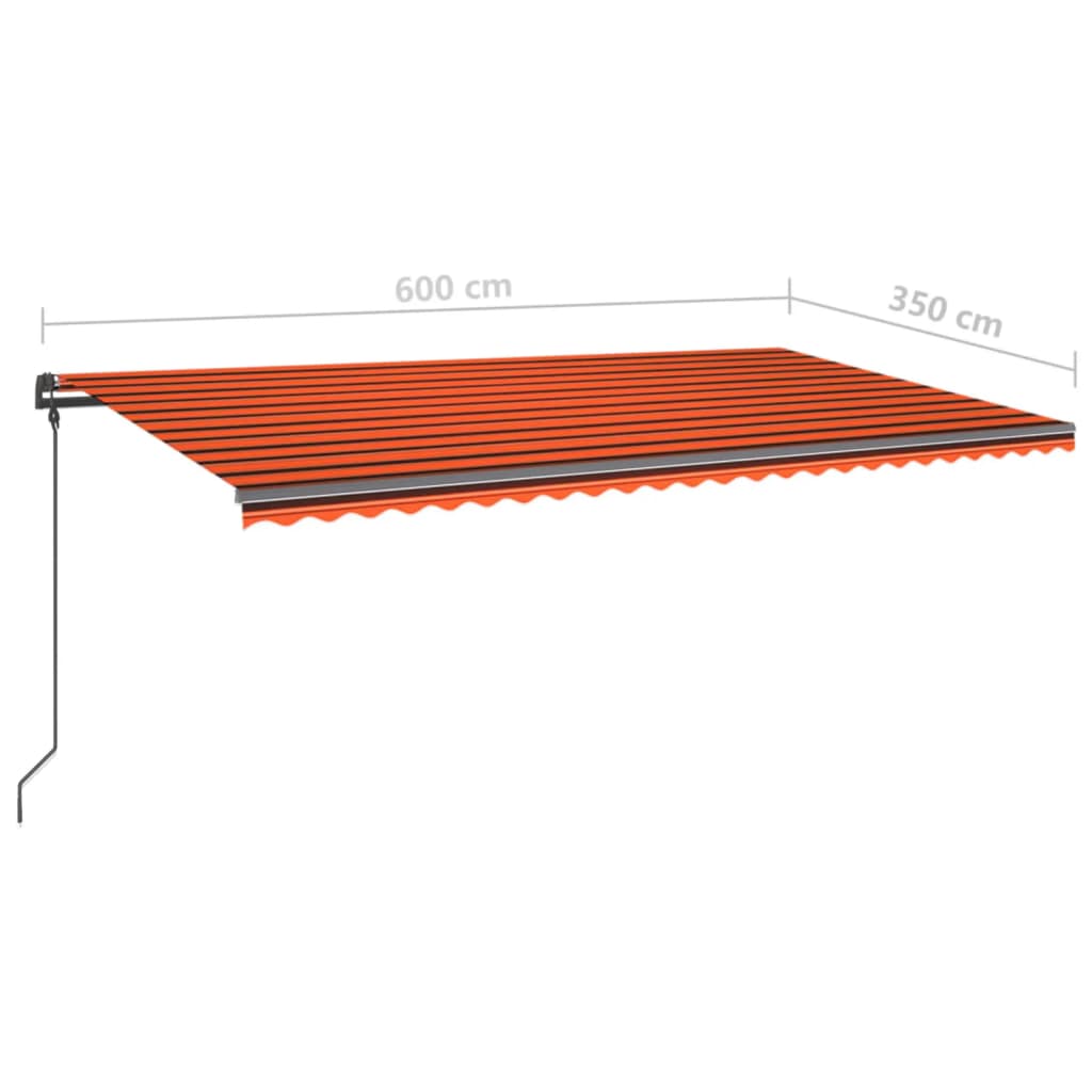 Markise Manuell Einziehbar mit Pfosten 6x3,5 m Orange Braun