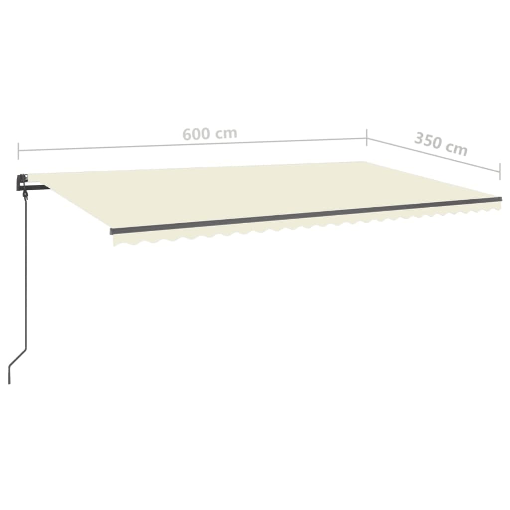 Markise Manuell Einziehbar mit LED 6x3,5 m Creme