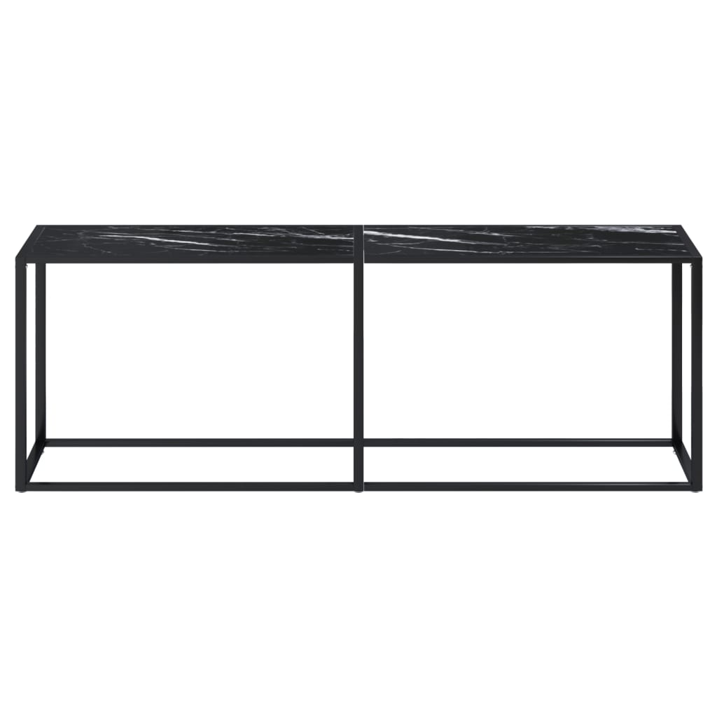 Konsolentisch Schwarz Marmor-Optik 220x35x75,5 cm Hartglas