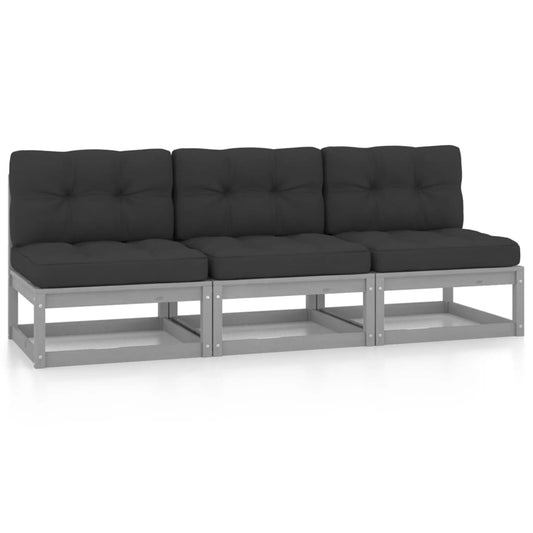 3-Sitzer-Sofa mit Kissen Kiefer Massivholz