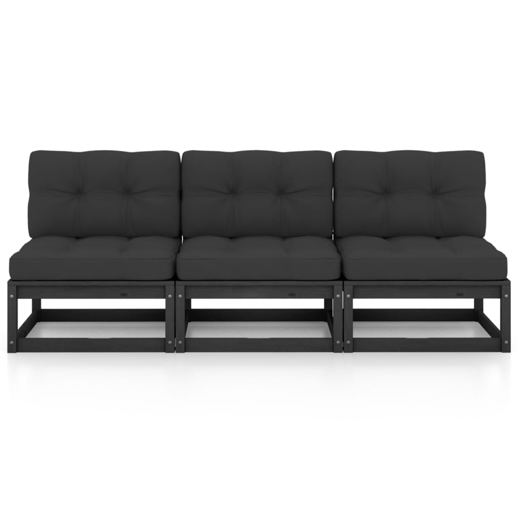 3-Sitzer-Sofa mit Kissen Kiefer Massivholz