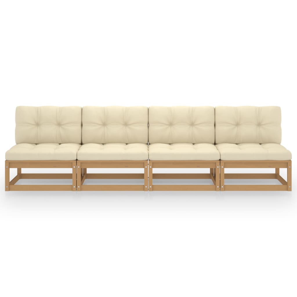 4-Sitzer-Gartensofa mit Kissen Kiefer Massivholz