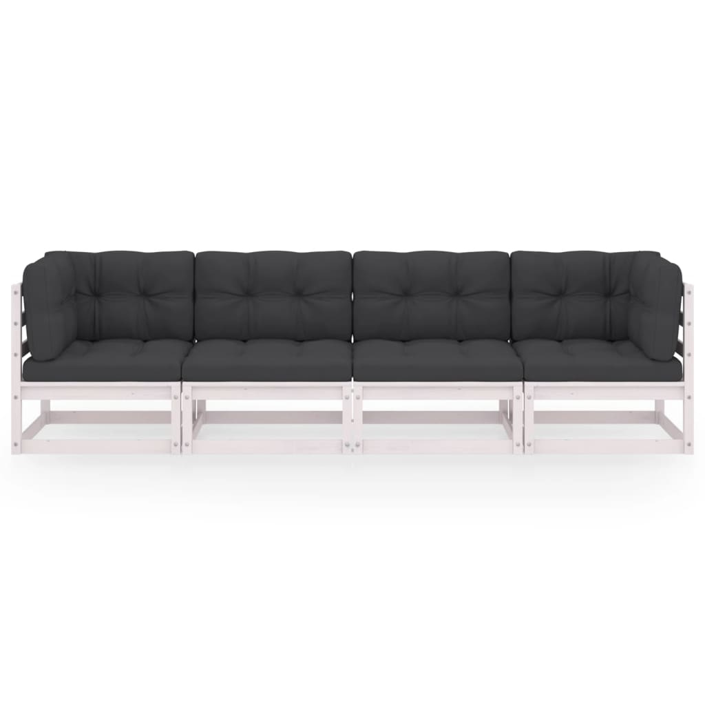 4-Sitzer-Gartensofa mit Kissen Kiefer Massivholz