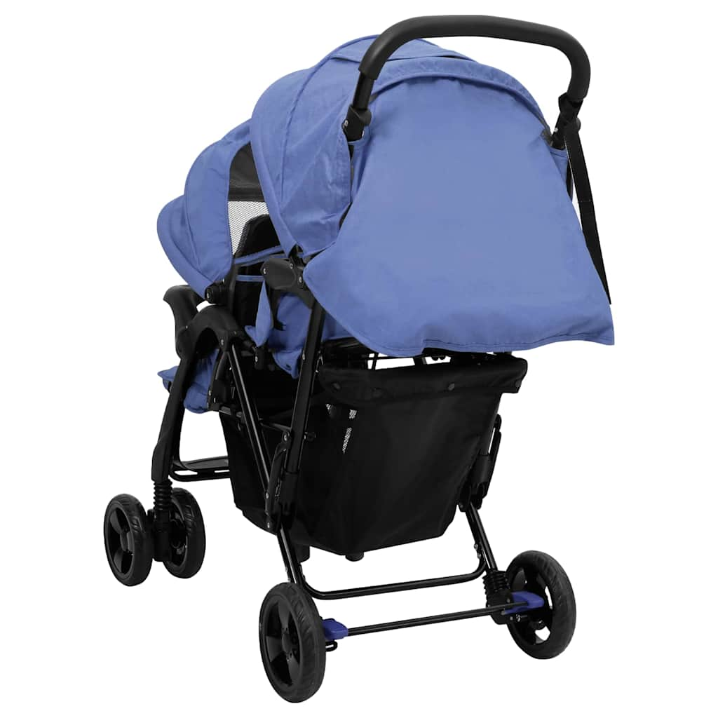 Tandem-Zwillingskinderwagen Marineblau Stahl