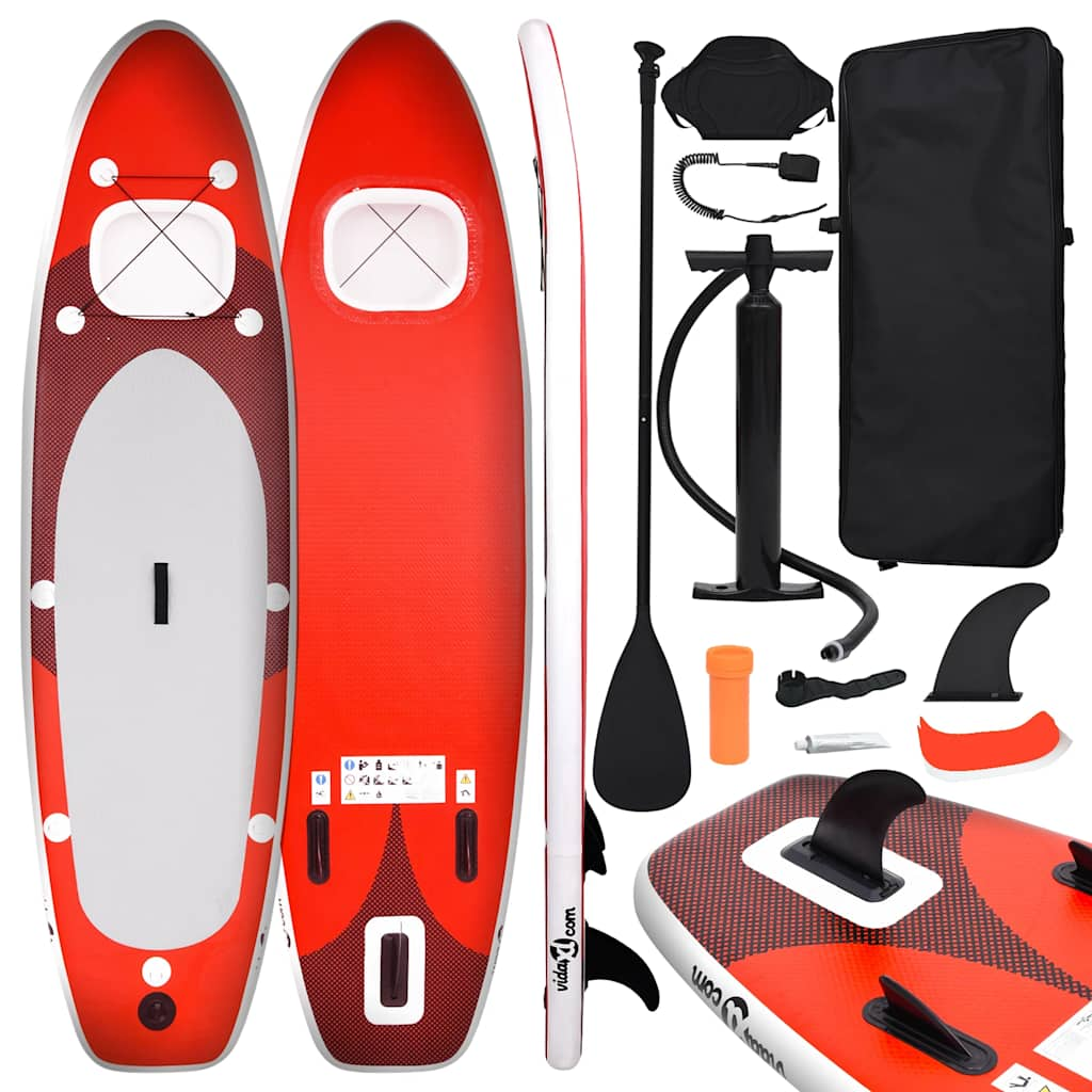 SUP-Board-Set Aufblasbar Rot 300x76x10 cm