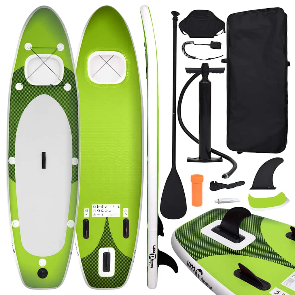 SUP-Board-Set Aufblasbar Grün 300x76x10 cm