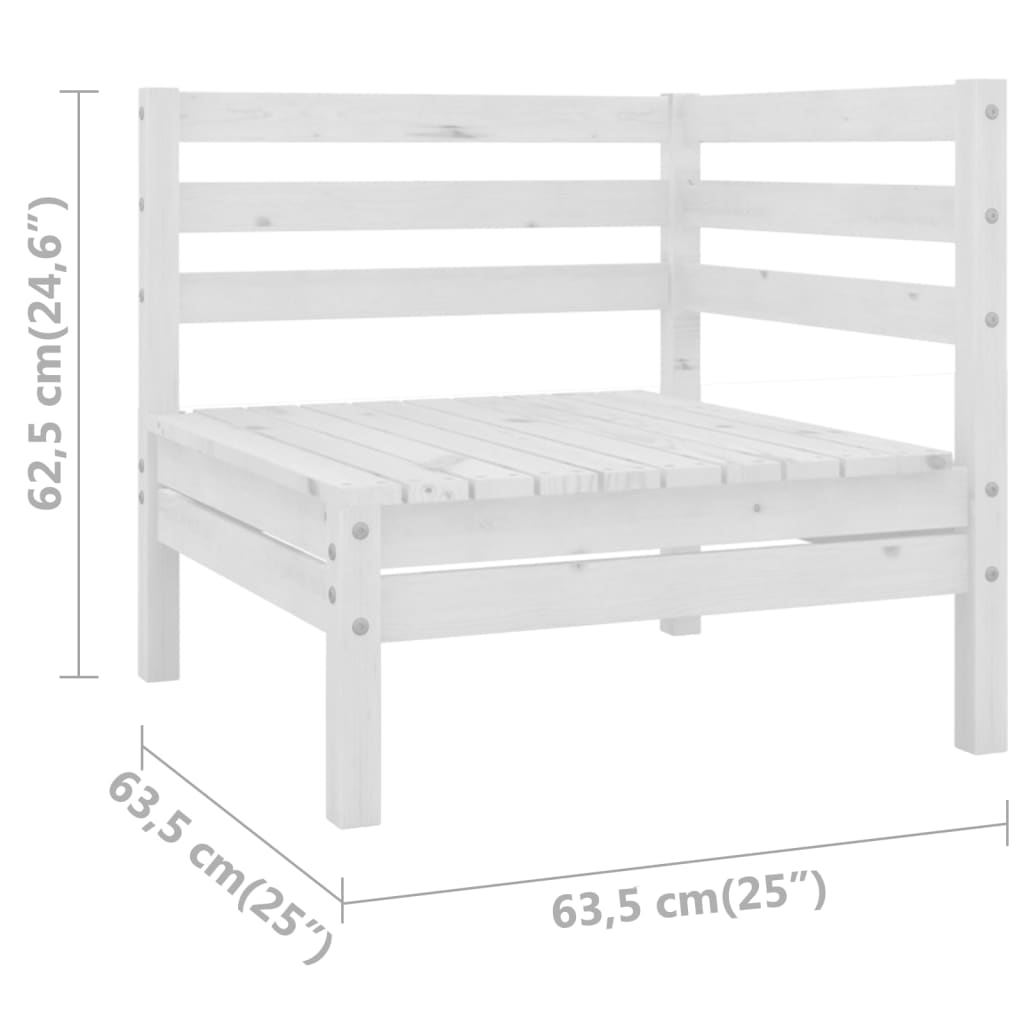 Garten-Ecksofas 2 Stk. Weiß Massivholz Kiefer