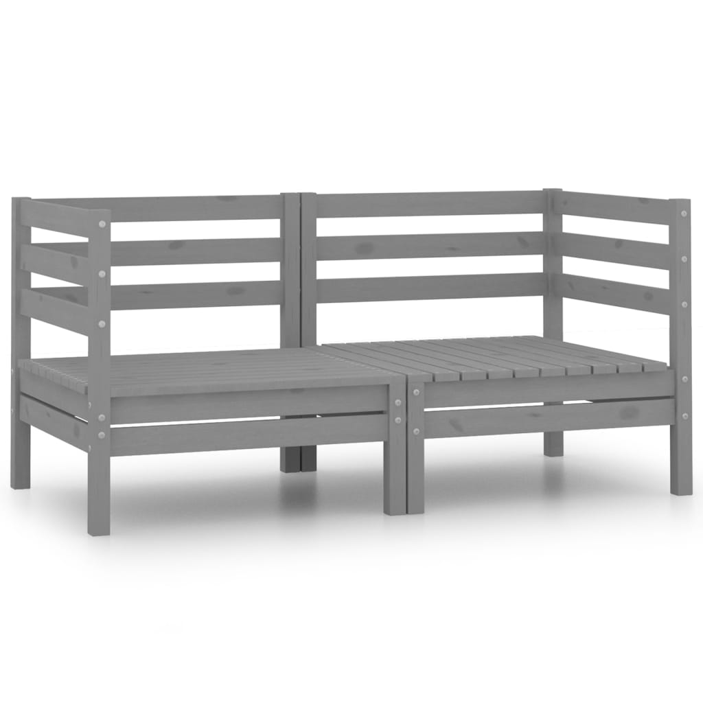 Garten-Ecksofas 2 Stk. Grau Massivholz Kiefer