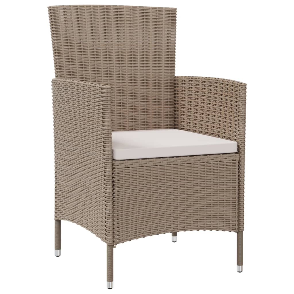 Gartenstühle mit Kissen 2 Stk. Poly Rattan Beige