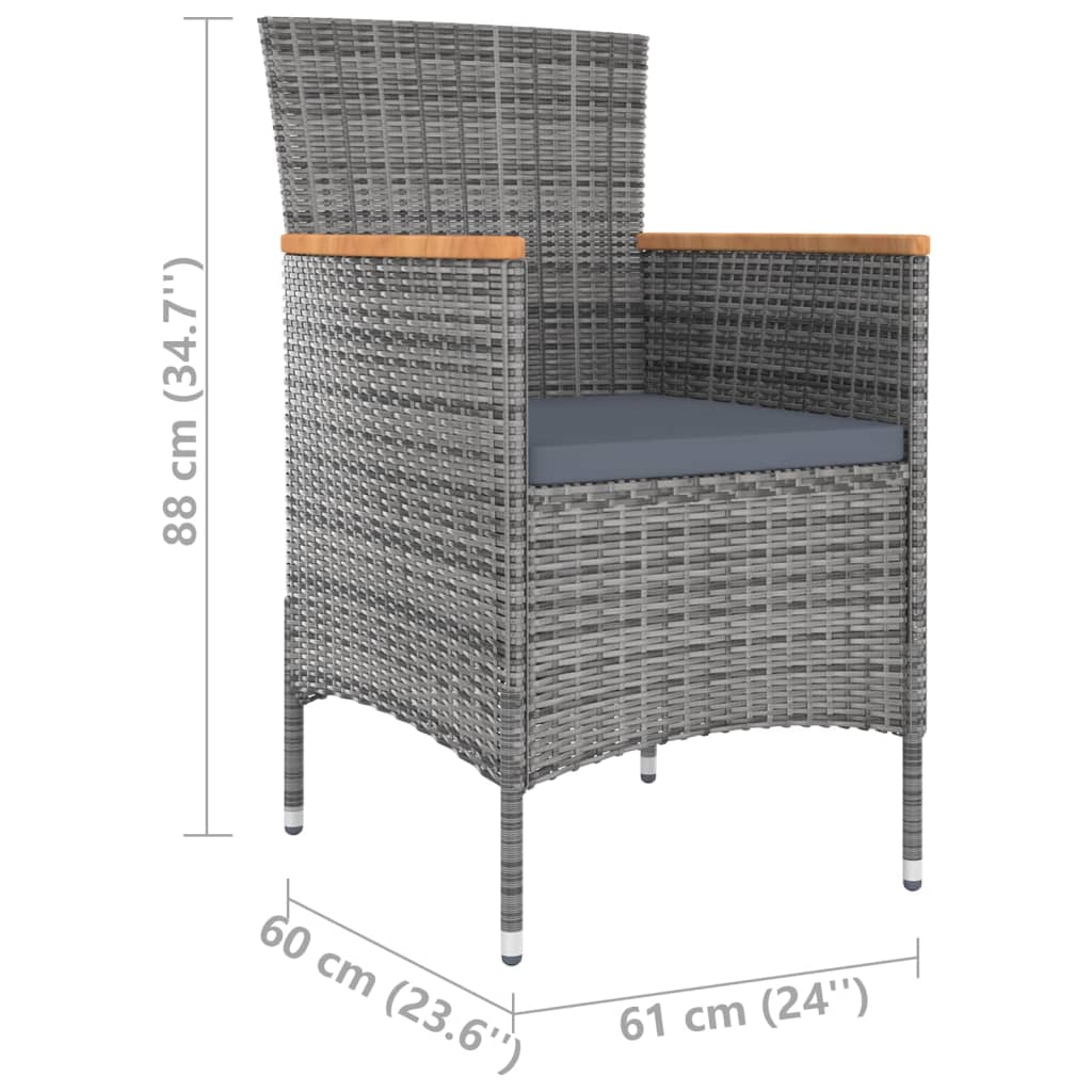 Garten-Essstühle 4 Stk. Poly Rattan Grau