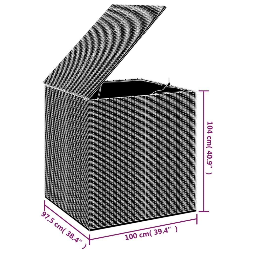 Garten-Kissenbox PE Rattan 100x97,5x104 cm Grau