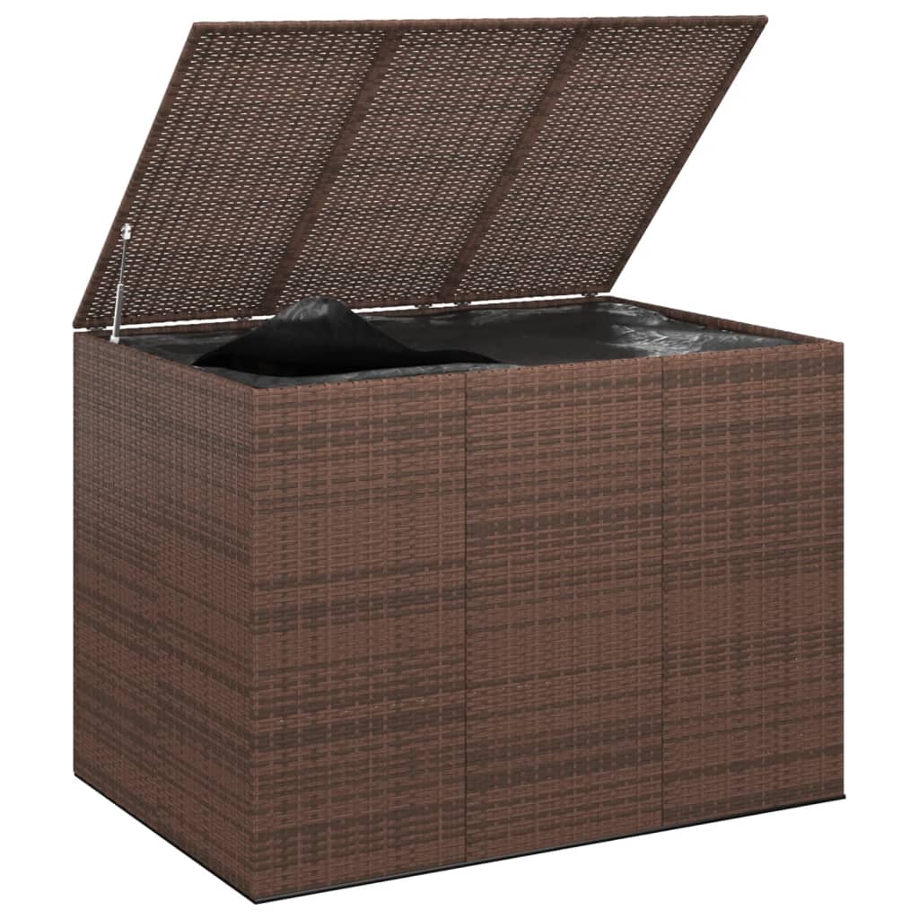 Garten-Kissenbox PE Rattan 145x100x103 cm Braun