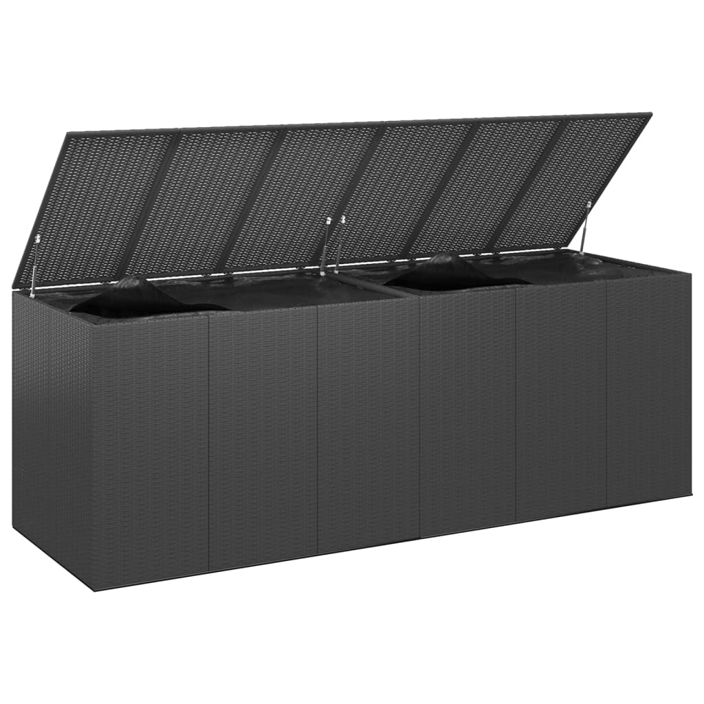 Garten-Kissenbox PE Rattan 291x100,5x104 cm Schwarz