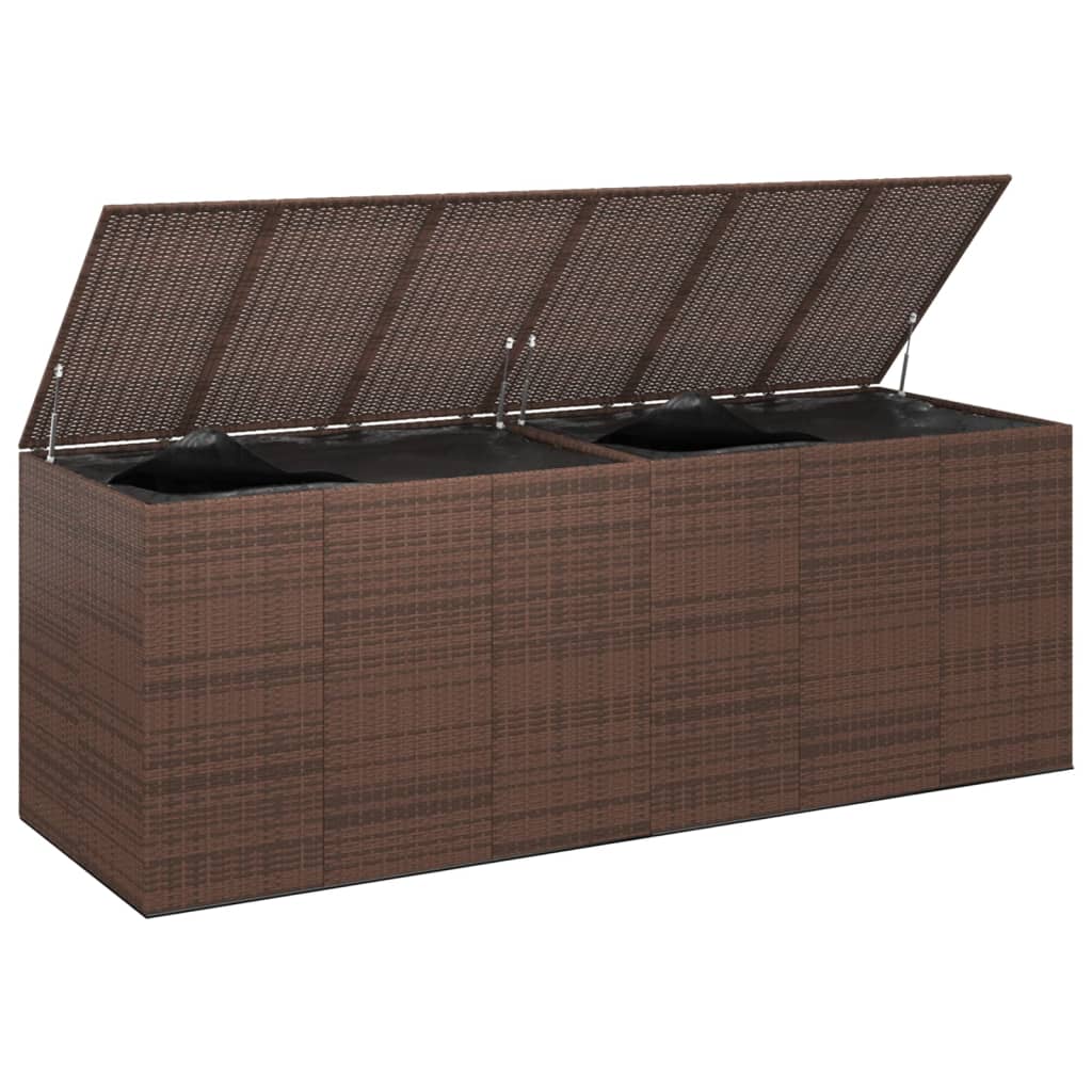 Garten-Kissenbox PE Rattan 291x100,5x104 cm Braun