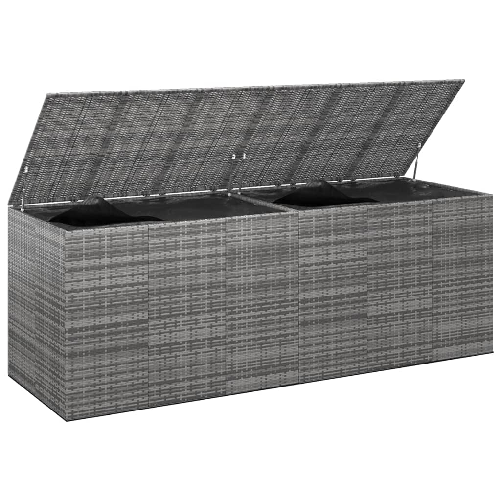 Garten-Kissenbox PE Rattan 291x100,5x104 cm Grau