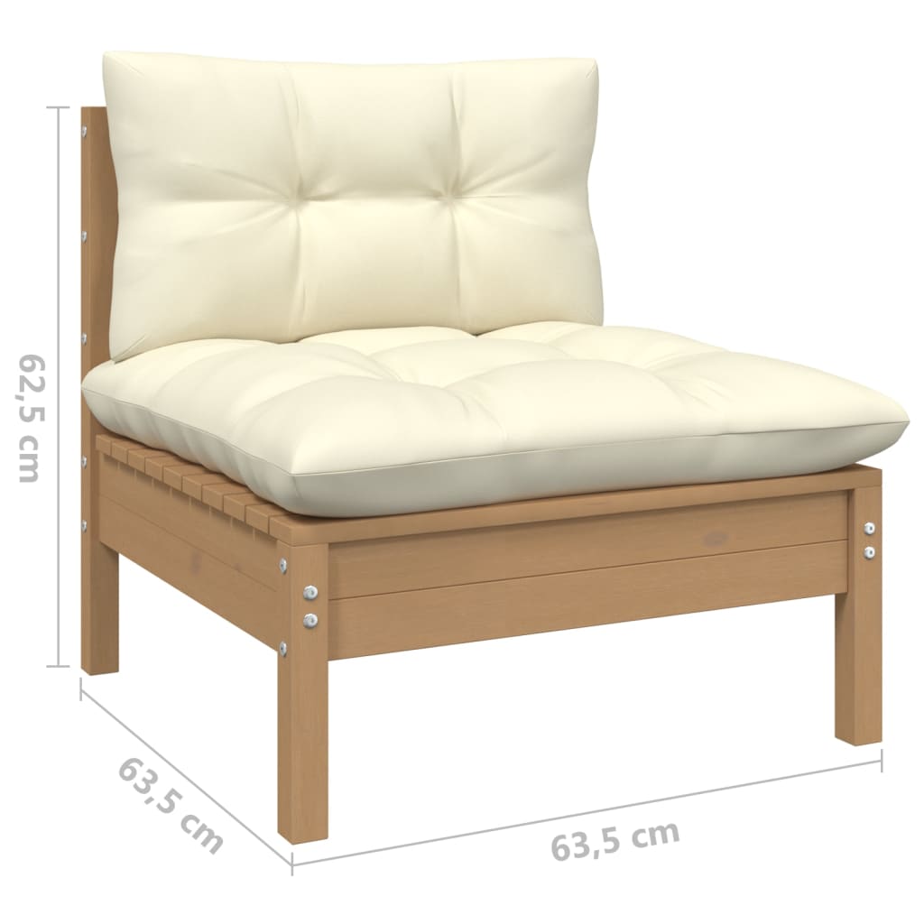 Gartensofa 2-Sitzer mit Creme Kissen Massivholz Kiefer