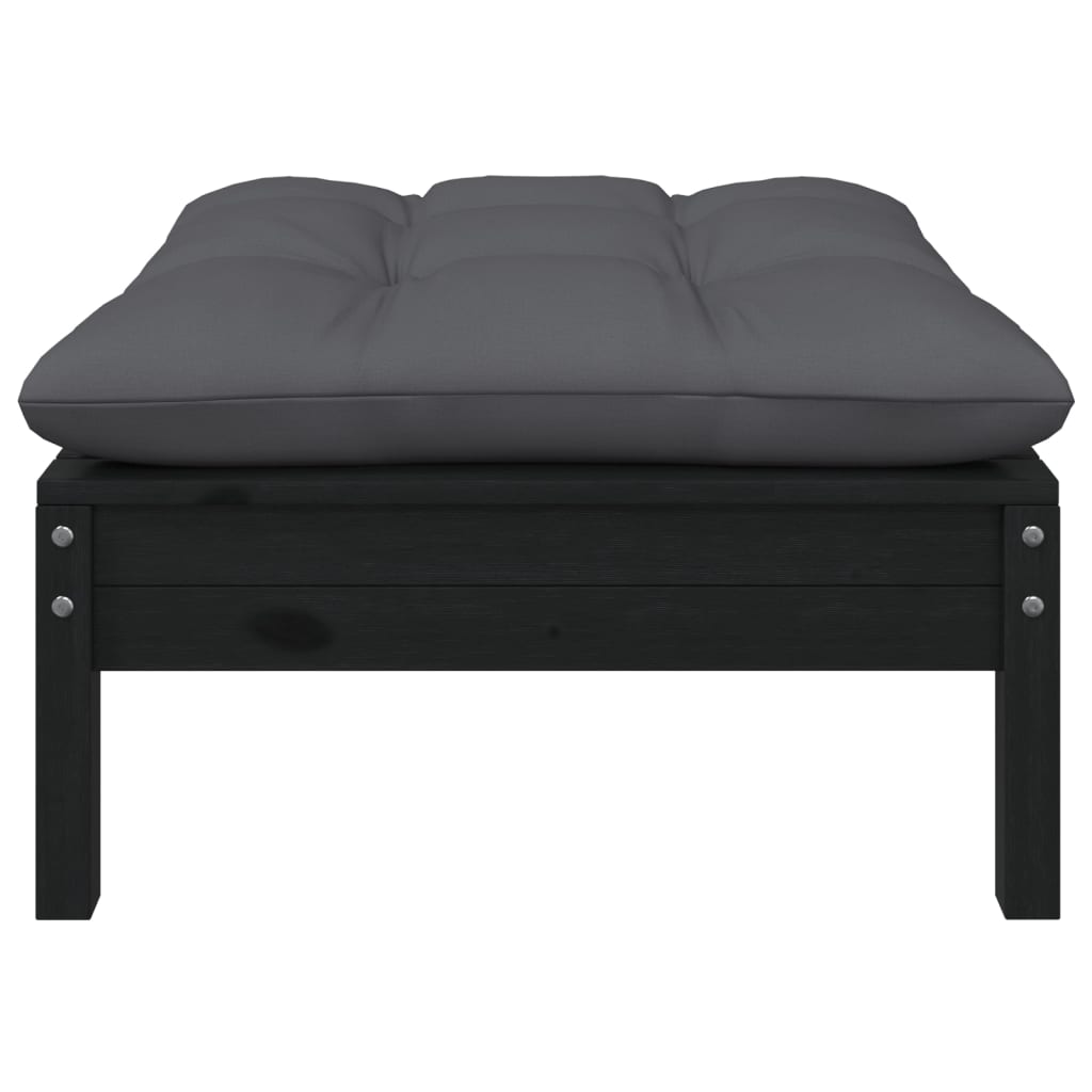 Gartensofa 2-Sitzer mit Kissen in Schwarz Massivholz Kiefer